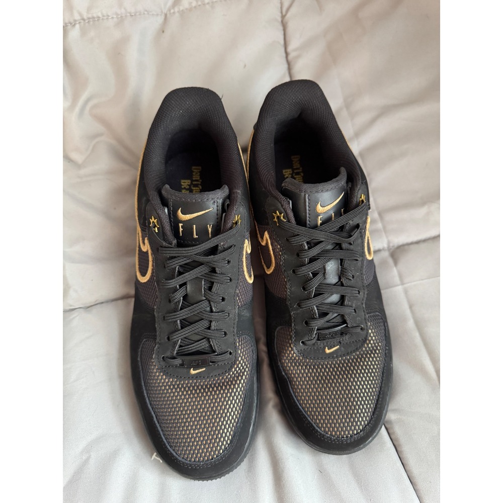 Nike Air Force 1 Low Fly Black Gold Sneakers Womens 9.5